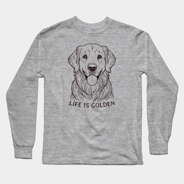 Golden Retriever Lover Art - Life is Golden Graphic for Dog Enthusiasts Long Sleeve T-Shirt by Tintedturtles